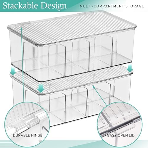 Sorbus Tea Bag Organizer, 2-Pack Clear Bins with Removable Dividers - Image 6