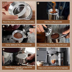 Luocute Espressos Accessories Kit, Coffee Distributor Tamper Leveler Tool Dosing Funnel Set, Double End Coffee Tamper Distributor Silicone Base Puck Screen Powder Dosing Rings Set (51mm) - Image 4
