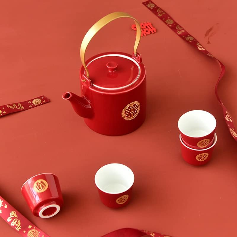 Wedding Supplies, Wedding Tea Set, Chinese Traditional Wedding Decoration Red Tea Set, Kung Fu Tea Set for Wedding Housewarming (Style A) - Image 7