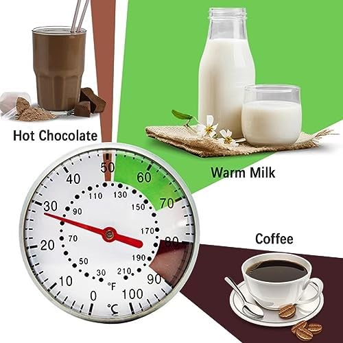 5 Inch Dial Probe Thermometer 0-100 °C Milk Coffee Thermometer Instant Read Stainless Steel Kitchen Food Cooking Milk Coffee (Color : Silver) - Image 4