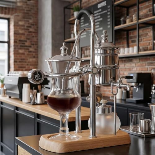 Belgian Balance Siphon Coffee Maker, Vintage Vacuum Brewer, 400ml Gold/silver Finish Brewing System, Manual Gravity Syphon Coffee Pot For Home Kitchen Silver - Image 4