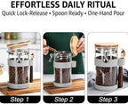 uxcell Airtight Glass Canister with Bamboo Lid & Spoon, Glass Coffee Bean Storage Container 1200ml/40oz Kitchen Pantry Sealed Freshness for Grounds Tea Cereal Sugar, Gray - Image 7