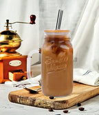 Mason Jar with Lid and Straw, 24oz Regular Mouth Mason Jars with Handle Drinking Glasses Tumbler Reusable Cups Smoothie Water Bottles for Iced Coffee Margaritas Juice Cocktail Travel Office Home - Image 5