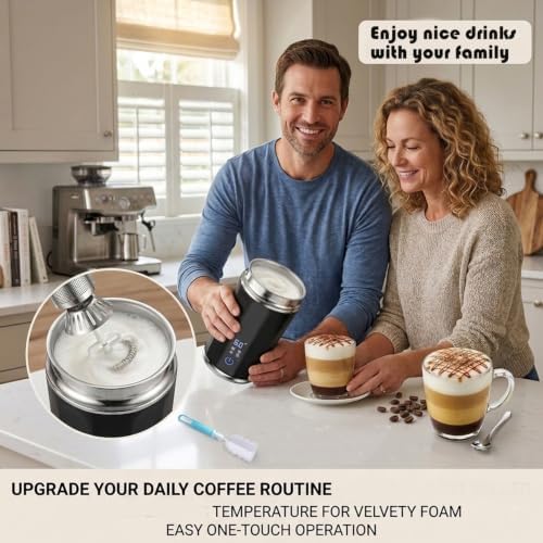 5-in-1 Milk Frother and Steamer, Automatic Warm and Cold Foam Maker, Hot & Cold Foam Maker and Milk Warmer with LED Display Touch Screen for Coffee,Latte, Cappuccino, Macchiato, Hot Chocolate - Image 5