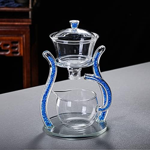 RORA Lazy Kungfu Glass Tea Set Semi Automatic Drip Rotating with Infuser Glass Teapot Set (6 cups) - Image 4