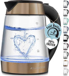 Zulay Kitchen Fast Boiling Electric Water Kettle - 1.7L, 1500W, Auto Shut-Off for Overboil & Boil Dry Protection, Cool-Touch Handle, 360° Base - Rapid Teapot Boiler For Coffee & Tea - Black Copper by ZulayKitchen