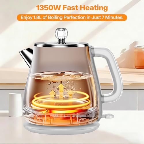 1.8L Electric Kettle, Tea Kettle with Fast Boil 1350W, Pearl White - Image 4