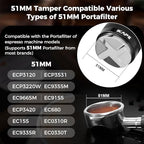 IKAPE Coffee Products, 51mm Coffee Distributor & Hand Tamper, Adjustable Depth Espresso Distributor Fits All 51mm Espresso Portafilter, Compatible with Delonghi Bottomless Portafilter (Black) - Image 2