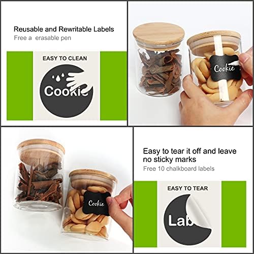 DHSBTLS 9 Pack 12 oz Glass Jars with Airtight Bamboo Lids for Kitchen - Image 3