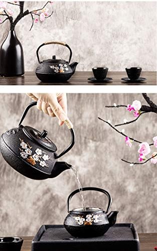 tetsubin cast iron teapot japanese tea kettle workshop with Stainless Steel Infuser(Plum bamboo pattern 20oz）【2.1 lb】 - Image 7