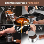 54mm Bottomless Portafilter with Puck Screen, Compatible with Breville BES870/880 & Solis etc., 3-Ear Stainless Head - Image 5