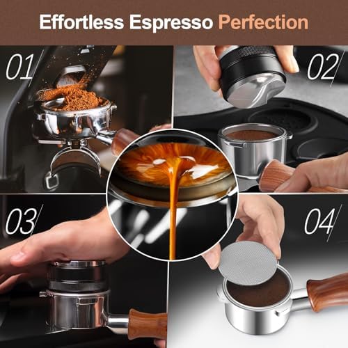 54mm Bottomless Portafilter with Puck Screen, Compatible with Breville BES870/880 & Solis etc., 3-Ear Stainless Head - Image 5