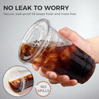 VITEVER [100 Sets - 24oz] Plastic Cups with Lids and Straws, Disposable Cups for Iced Coffee, Smoothie, Milkshake, Cold Drinks - Clear - Image 4