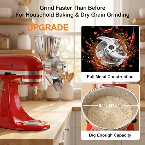 HOZODO Grain Mill Attachment for KitchenAid Stand Mixer, All Metal - Image 3