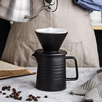 Coffee Press Ceramic Dripper 1-2 Cups Drip Filter Pot Pour Over Coffee Maker with Separate Stand for Filte 500ml Pots (Black Filter Set) - Image 5