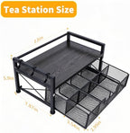 Tea Bag Organizer,Coffee Bar Organizer,Teabag Holder & Coffee Station with Storage Drawer,Wood Tea Station Chest Display Container Box for Countertop Kitchen (Grey) - Image 4