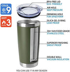HASLE OUTFITTERS 20oz Tumblers Bulk Stainless Steel Cup with Lid Double Wall Vacuum Insulated Coffee Mug for Cold & Hot Drinks 8 Pack, Army Green - Image 4