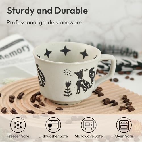 11 oz Ceramic Coffee Mug, Stoneware Teacup with Handle - Image 2