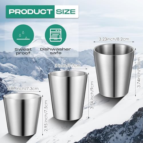 Mimorou 8 Pack Stainless Steel Insulated Cup 8.8 oz Metal Tumbler Double Wall Vacuum Water Glasses Camping Reusable Mugs BBQ Home Office Party Coffee(Silver) - Image 2