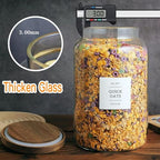 CZHQSMZ Set of 2 Large Glass Flour and Sugar Containers with 132 Pantry Labels - Glass Food Storage Jars with Airtight Bamboo Lid for Flour Pasta Candy Coffee Cookie and More(1 Gallon/4000 ml) - Image 2