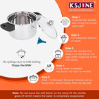 KSJONE See Through lid Milk Boiler 67 oz/2000 ml Pot, Stainless Steel Double Wall Milk Cooker with Whistle and Funnel, Silver - Image 5