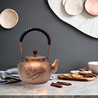 44oz Handmade Pure Copper Teapot without Coating, SECHUDO Tea Kettle with Tea Ball for Loose Tea, Japanese Style Classic Tea Pot for Stovetop Safe, Plum Blossom Pattern(1300ml) - Image 7