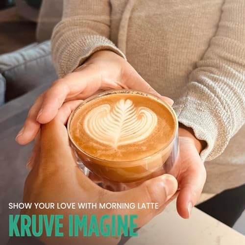 KRUVE IMAGINE Coffee Cups - Handcrafted Double-Wall Glass Cups (Set of Two, 8.5oz/250ml) - Perfect for Latte Art and Espresso - Durable Borosilicate Glass - Ideal Gift for Coffee Mugs Lovers - Latte - Image 5