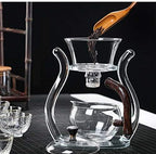 RORA Lazy Kungfu Glass Tea Set Semi Automatic Drip Rotating with Infuser Glass Teapot Set (6 cups) - Image 6
