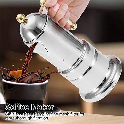 Fdit Stovetop Coffee Maker, Stainless Steel Pot Brewer for Home Kitchen Silver 200ml 2 Cup with Safety Valve Ergonomic Handle Induction and Open Flame Compatible - Image 6