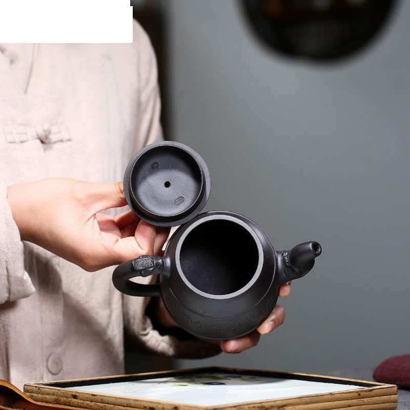Tea Kettle 420ml Purple Clay Teapot Master Handmade Dragon Pot Raw Ore Black Mud Kettle with Infuser Zisha Teaset Ceramic Tea Infuser - Image 4