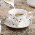fanquare 21 Pieces Vintage White Camellia Porcelain Tea Set for Adults - Image 3