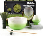 7 Piece Matcha Set, Green Resin Matcha Whisk, Macha Tea Set with Matcha Spoon, Whisk Holder, Matcha Brush, Shovel, Strainer, Matcha Accessories Japanese Tea Ceremony, Petal Green by Unknown