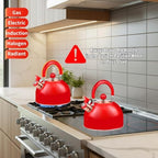 V&L 2.6 Qt Red Whistling Tea Kettle for Stovetop - Image 6