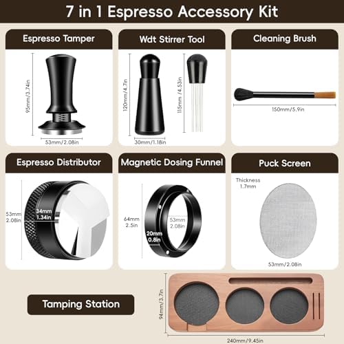 7 Pcs 54mm Espresso Tamper Tools Accessories Kit for Coffee WDT Tool Set - Image 2