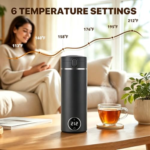Travel Kettle,Portable Electric Kettle,Small Hot Water Boiler with 6 Temperature Settings,Mini Tea Coffee Kettle with 304 Stainless Steel and Fast Boiling Water and Boil Dry Protection,450ml (Grey) - Image 4