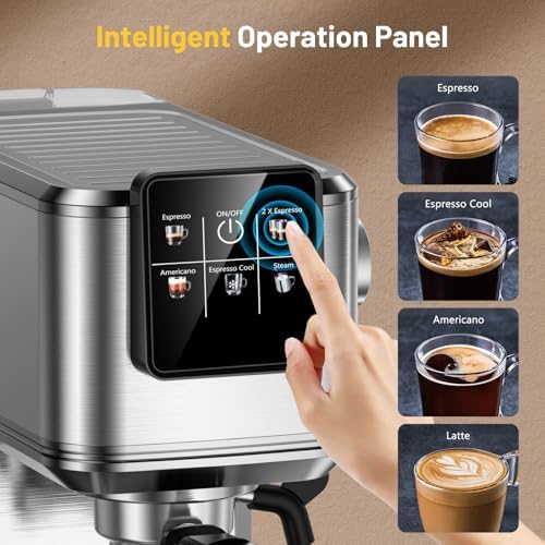 Espresso Machine 20 Bar with Touch Screen, Hot & Iced Coffee Makers, Stainless Steel Espresso Maker with Rapid Cold Brew & Milk Frother Steam Wand, with Water Tank for Latte, Cappuccino, Gift - Image 5