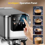 Espresso Machine 20 Bar with Touch Screen, Hot & Iced Coffee Makers, Stainless Steel Espresso Maker with Rapid Cold Brew & Milk Frother Steam Wand, with Water Tank for Latte, Cappuccino, Gift - Image 5