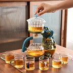 YUDIZWS Lazy Kungfu Drip Teapot,Heat Resistant Tea Set,Sturdy High Borosilicate Glass Teapot,Magnetic Water Diversion Semi-Automatic Teapot Set Magic Tea Set of Holiday Gifts,Fortune tea set - Image 3