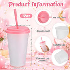 Honeydak 30 Pack Reusable Plastic Tumblers with Lids and Straws 12oz Colorful Cold Drink Cups Bulk Travel Mug Leak Proof Party Iced Coffee Cups for Summer Party Birthday Gift (No Glitter,Pink Lid) - Image 3