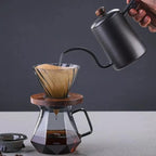 Cafecito Pour Over Coffee Maker Set – 20 oz Glass Carafe with Walnut Base, V60 Dripper & Filters – 5-in-1 Hand Brew Set for Home or Office – Heat-Resistant Borosilicate Glass - Image 2