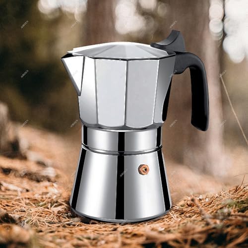 Stainless Steel Moka Pot, 6 Cup Stovetop Espresso Maker for Authentic Italian Coffee - Durable Rust-Proof Coffee Percolator, Premium Espresso Coffee Maker for Home and Outdoor Use (6 Cup 300ml) - Image 7