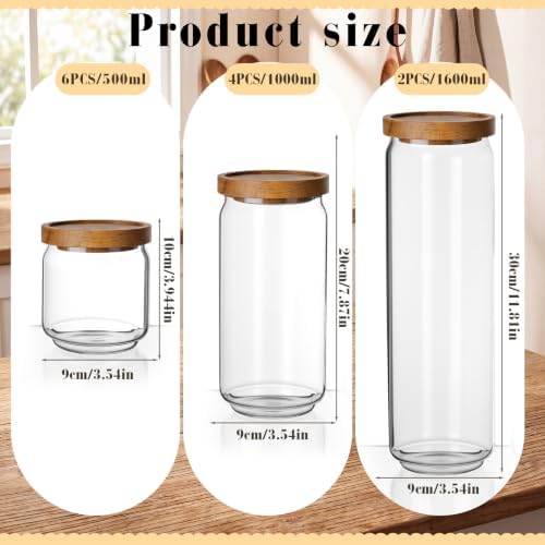 SiliFine Glass Pantry Storage Jar with Lid, 12 Set, Wood Lid - Image 2