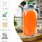 64 Oz Mason Jar Cold Brew Coffee Tea Maker With Food Grade Filter Infuser 2 Quart Glass Pitcher With Lid Half Gallon Iced Hot Tea Pitchers Leak-Proof Jug For Coffee Sun Tea Juice Lemonade Cold Brew - Image 2