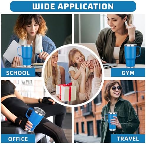 20 oz Tumbler with Handle Stainless Steel Insulated Coffee Mug Tumbler with Lid and Straw Double Wall Vacuum Insulated Coffee Mug Leak Proof Travel Mug Tumbler for Hot and Cold Drink (Sea Blue,4pack) - Image 7