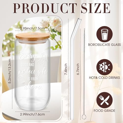 Skylety 16 Sets Christian Glass Cups for Women with Lids Straws Brushes - Image 2