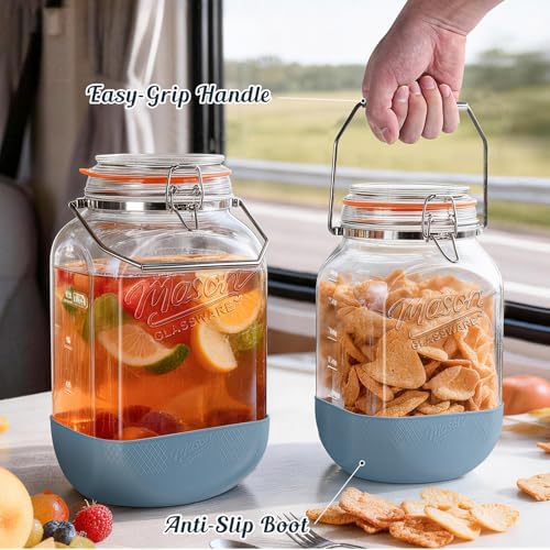 Square 1.5 Gallon Glass Jar with Airtight Lid & Handle, 2 Pack - Image 5