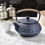 Juvale Japanese Cast Iron Teapot with Infuser & Stovetop Tea Kettle - 34 oz, Blue - Heat Retention, Removable Lid & Fold-Down Handle - Image 5