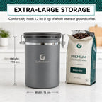 Coffee Gator Coffee Canister, 39oz Large Airtight Stainless Steel Container - Image 2