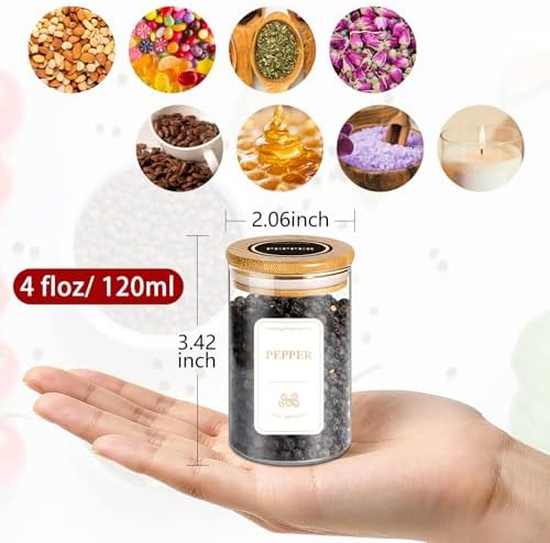 BGraceyy Spice Jars with Labels, 35 Pcs 4 oz Glass Spice Jars with Bamboo Lids, Minimalist Stackable Airtight Spice Containers with 426 labels for Home Kitchen, Pantry, Spice Cabinet, Drawer, Rack - Image 2