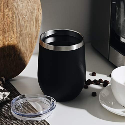 MEWAY 12oz Wine Tumbler 16 Pack Bulk Gifts for Women,Double Wall Vacuum Stainless Steel Travel Mug with Lid,Insulated Stemless Wine Cup Glass for Coffee,Cocktails,Drinks(Black,Set of 16) - Image 6